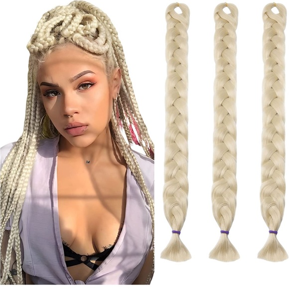 3 Packs 41 Inch Jumbo Braiding Hair Extensions Synthetic (Light Gold) 165g pack - Picture 1 of 6